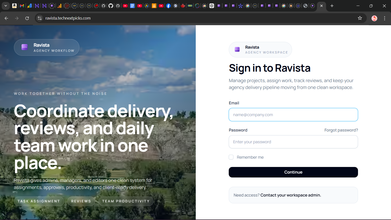 A clean first-touch experience for delivery-focused agencies.